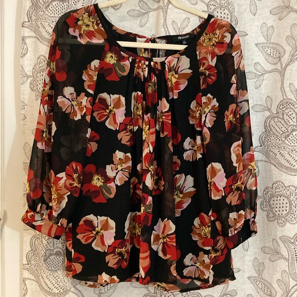 Madewell Tie-Back Bubble-Sleeve Top in French Rose. Size: Small - Picture 8 of 17